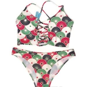 Cupshe Cheeky Gal Lace Up Daisy Print Bikini NWT